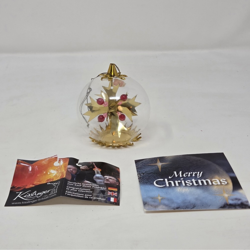 Resl Lenz Vintage West Germany Gold Foil Star Glass Christmas Ornament Beads